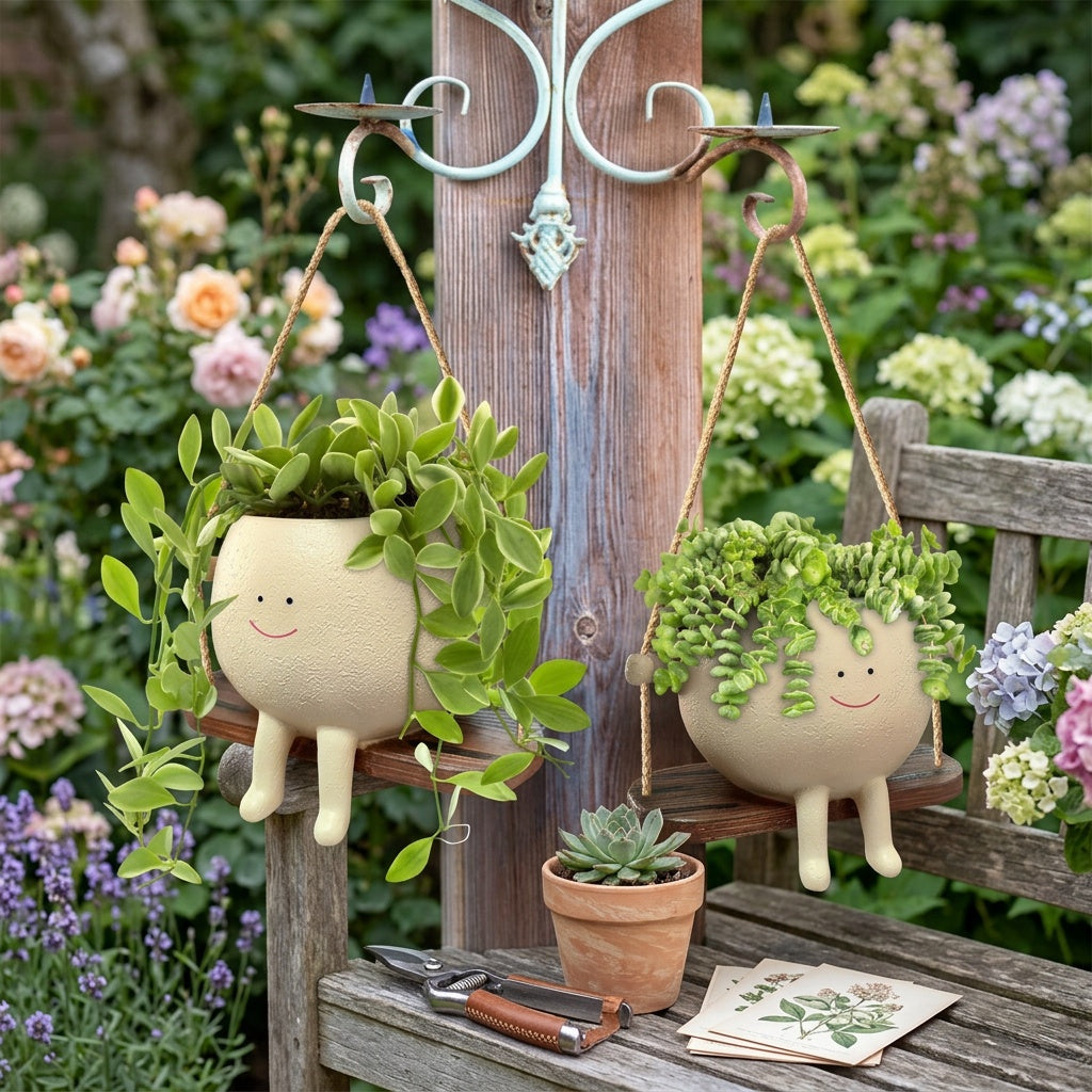Smiling Face Swing Planter for Indoor Plants